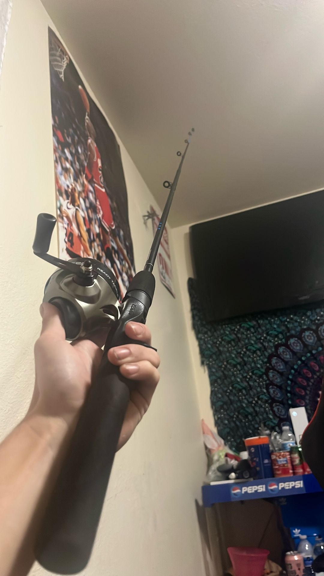 Zebco Push button Fishing Pole + Spinning Reel (Both Have Line)