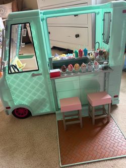 Our Generation Sweet Stop Ice Cream Truck for 18” Dolls – Tons of Accessories! – $85 OBO