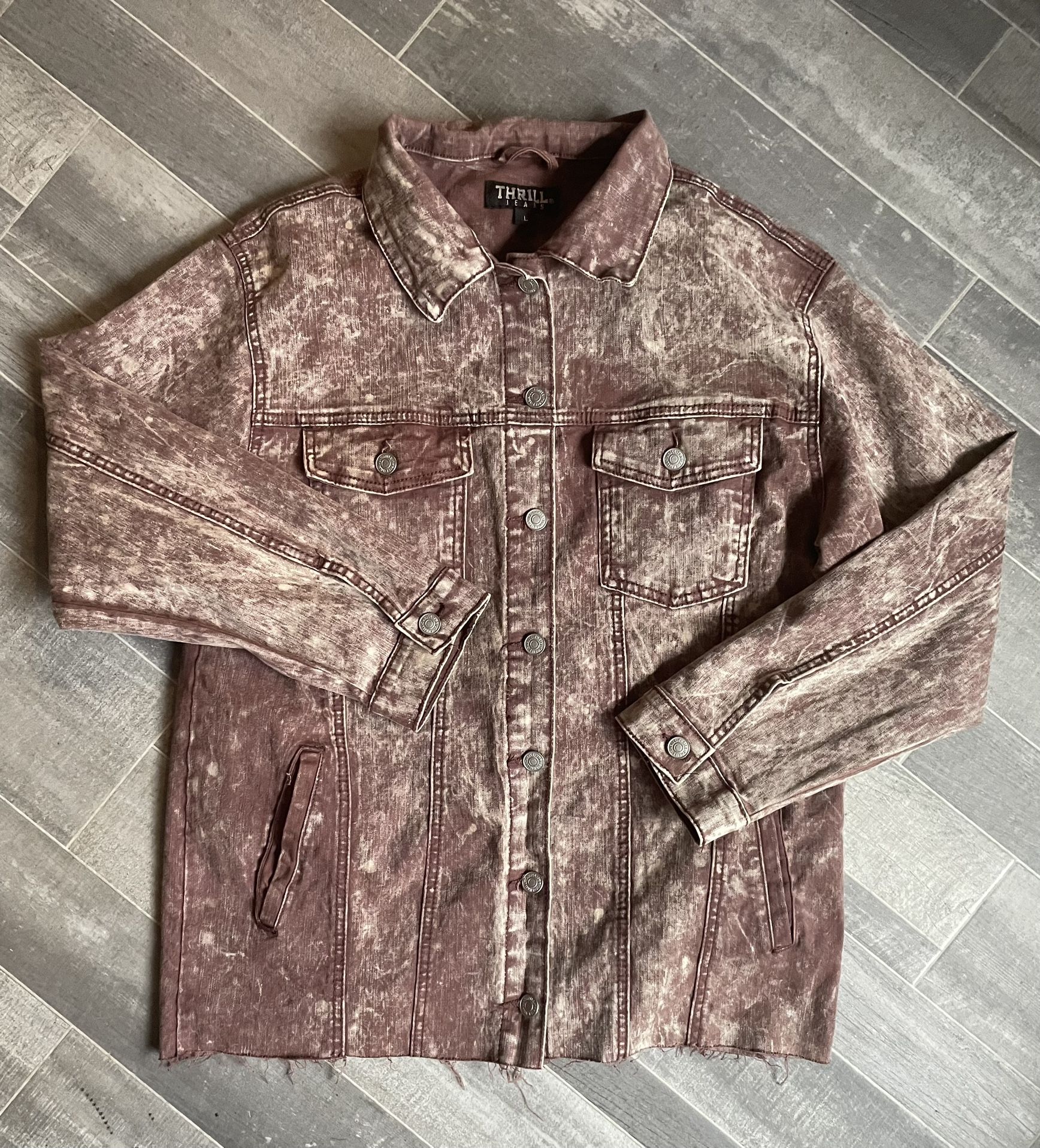 Vintage Thrill Jeans Men’s Stone Washed Denim Jacket Size Large