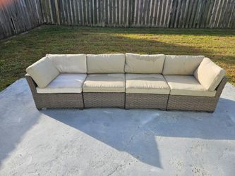 Outdoor Wicker Sectional Sofa with Cushions