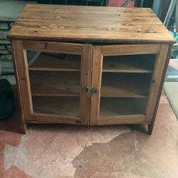 Refinished Wood Cabinet With Shelves 