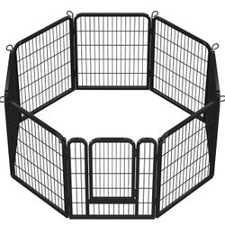 8 Panels Dog Playpen, Metal 32" Dog Fence with Easy-Carry Straps&Stakes Storage Bag for RV Camping Dog Pen Play Pen for Small/Medium/Large Dogs