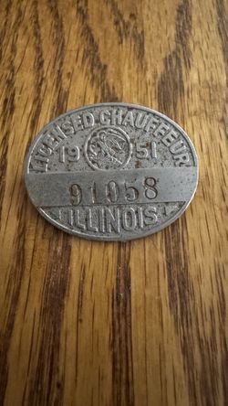 🚘 1951 Illinois Licensed Chauffeur Badge – Vintage Green Duck Co. Chicago