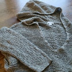 J.Jill purejill Loose Weave V-neck Sweater with Hoodie Size: S