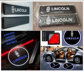 Lincoln carbon Seat Belt Shoulder Pads – Set of 2. See all pics /Lincoln Wireless projector door lights $35 SHIPPING AVAILABLE