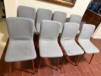Set of 8 Gray Upholstered Dining Chairs