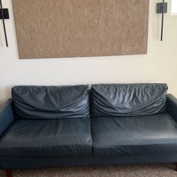 Blue Pleather Sofa