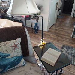 2 Wrought-iron, Wood,Glass Top End Tables
