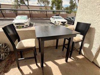 Black Counter Height Dining Table with 2 Chairs