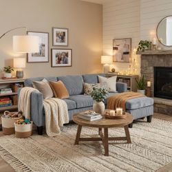 Marina 67" Corduroy Convertible Sectional Sofa with Storage Ottoman