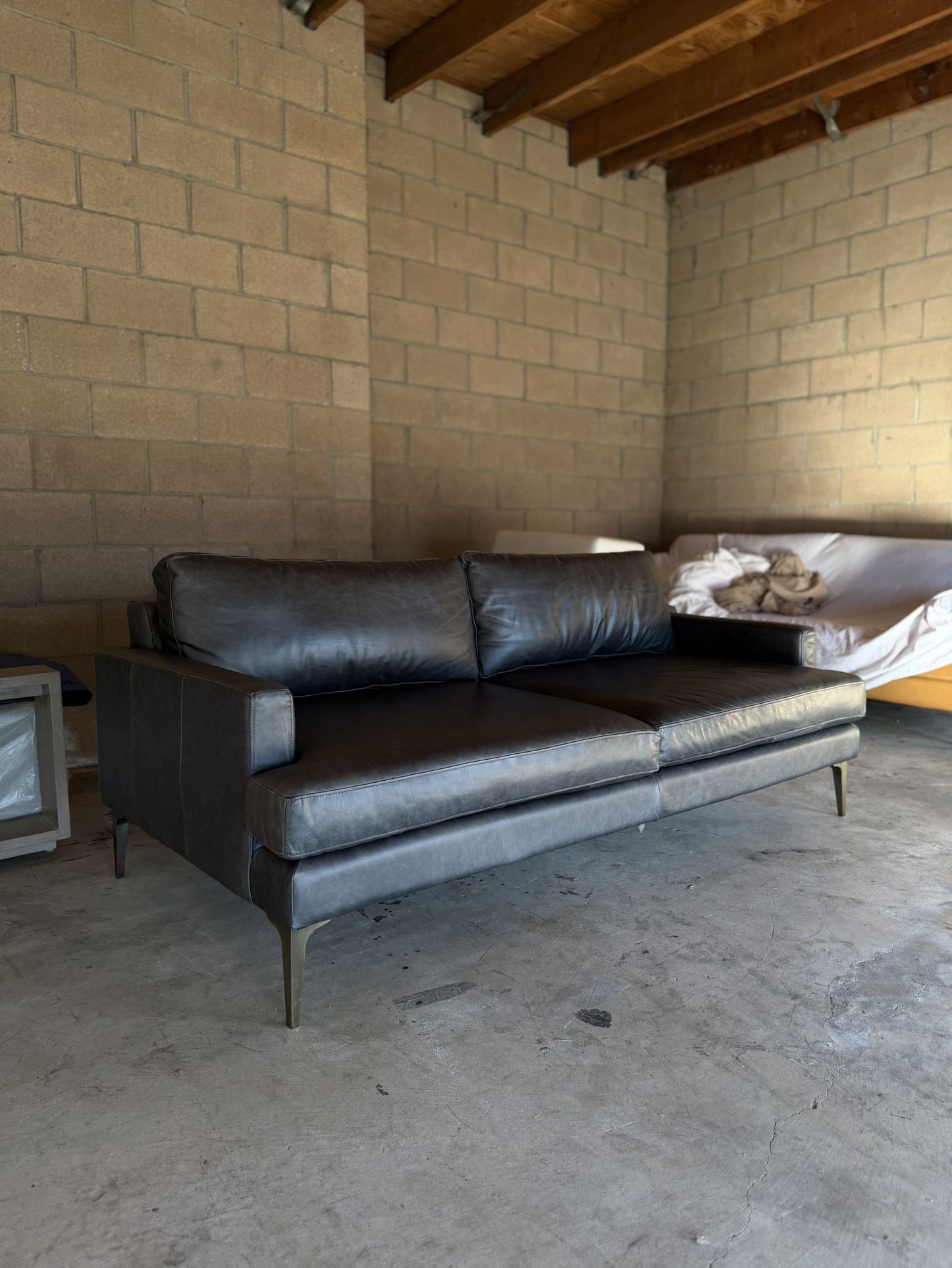 William Sonoma West Elm Andes Leather Sofa Delivery Available