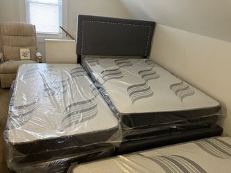 New Mattresses, Boxprings, Metal Frame. All Sizes Available. Excellent Quality Low Prices. Twin Starting At $99. Hablamos Espanol.