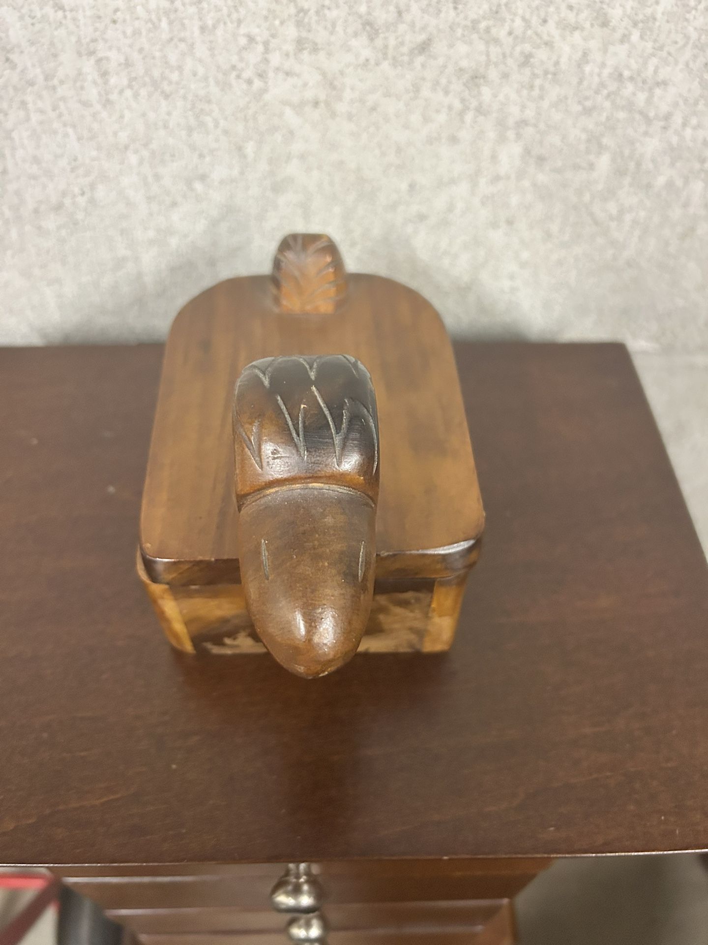 Vintage Carved Wooden Duck Box
