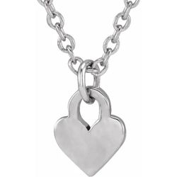 Sterling Silver Engravable Heart 16-18" Necklace