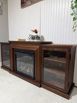 Tv stand with fireplace, Mueble para tv con chimenea