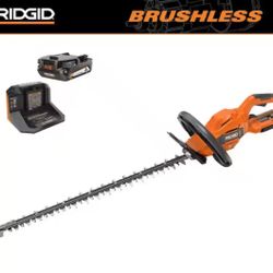 RIDGID 18V Brushless Cordless Battery 22 in. Hedge Trimmer with 2.0 Ah Battery and Charger @T1-807