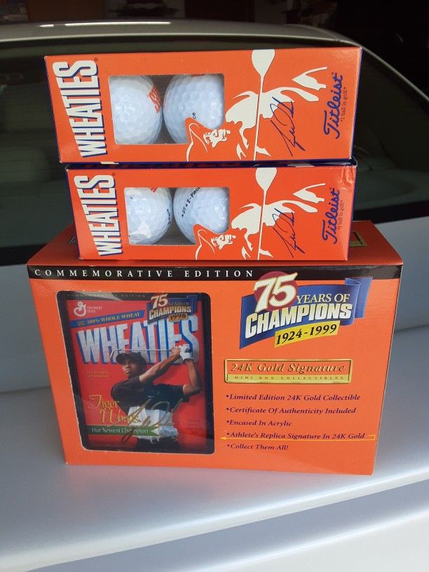 24k GOLD SIGNATURE BOX COLLECTION TIGER WOODS WHEATIES LIMITED EDITION