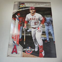 Mike Trout. 10×14In. 2020.Topps Opening Day. Doug Out Peak. #1/99. MLB. 