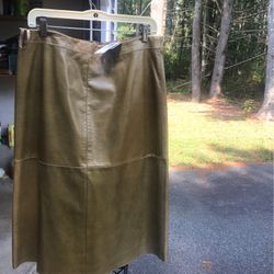 Never Worn Olive Green Leather Skirt 