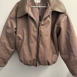 Women’s Faux Leather Bomber Jacket (Size XL)