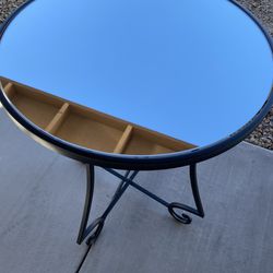 Table with Round Mirrored Top 26” h and 19” w for living room, office, bedroom or patio