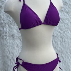 New Purple Triangle Bikini Set in size small 