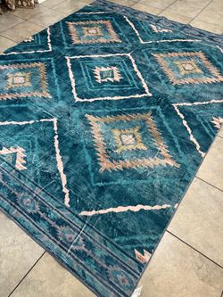 Teal Southwestern Geometric Area Rug - 8x10 feet - G116