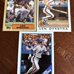 Len  Dykstra, New York Mets, Outfield Baseball Player Lot Of  Three Topps Cards, 1985 To 1987