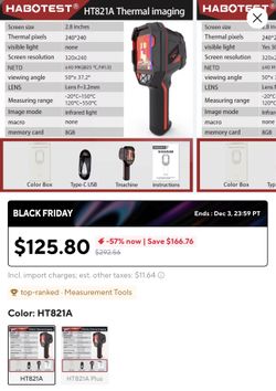 HABOTEST HT821A rechargeable thermal imaging camera -20 ℃~550 ℃ waterproof, dustproof, and anti drop handheld thermal imaging