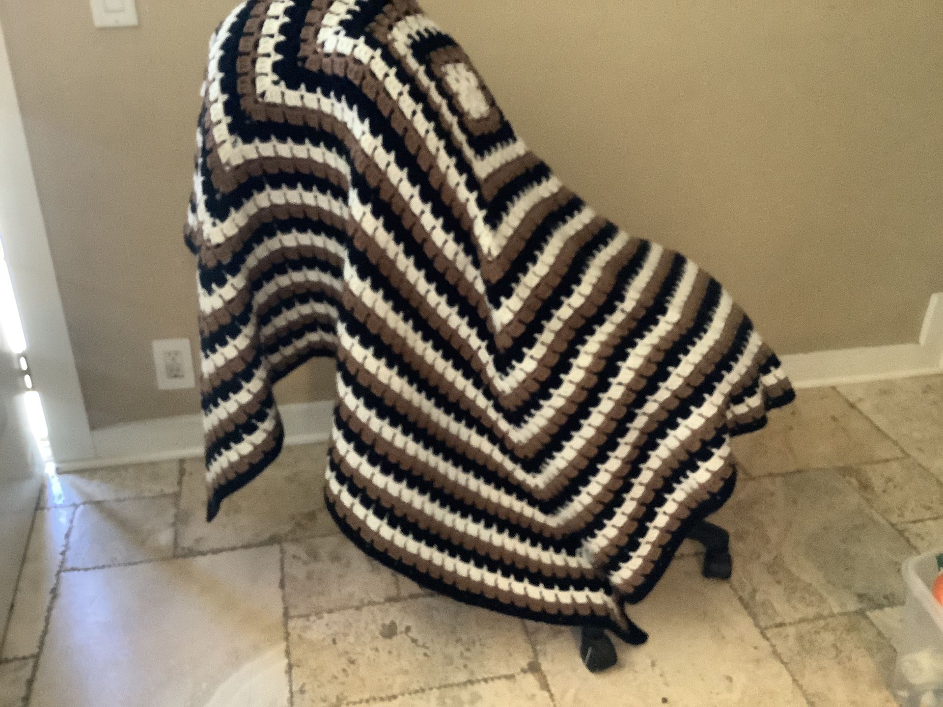 Vintage Handmade Crochet Rosanne Granny Square Blanket Afgan 54x54