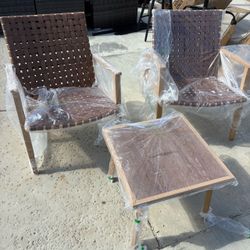 3 Pieces Patio Bistro Set, Outdoor Chairs Set of 2 with Table 350lbs, Durable Metal Frame, UV Treated Leather Resin, Rust-Resistant, Ideal for Balcony
