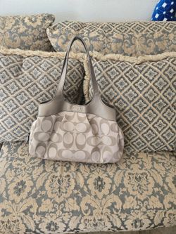 Coach Lexi Carryall F18828 Signature Jacquard Shoulder Bag - Khaki + Pewter