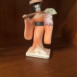 Vintage Geisha Figurine 1960s Japan Porcelain Miniature 