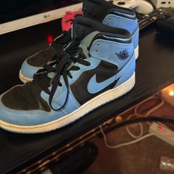 blue and black Jordan ones high tops 