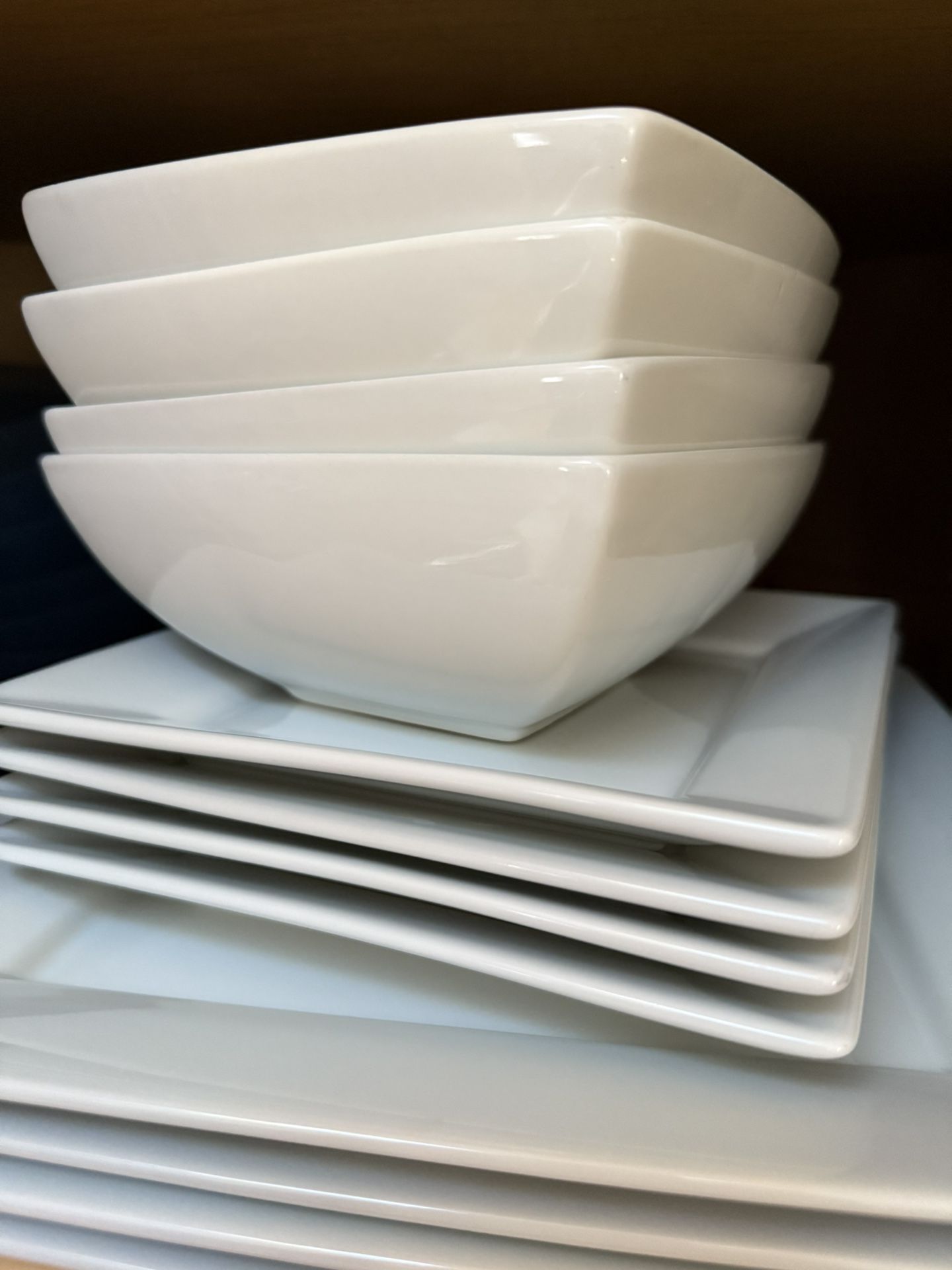 White Square Dinnerware Set For 12