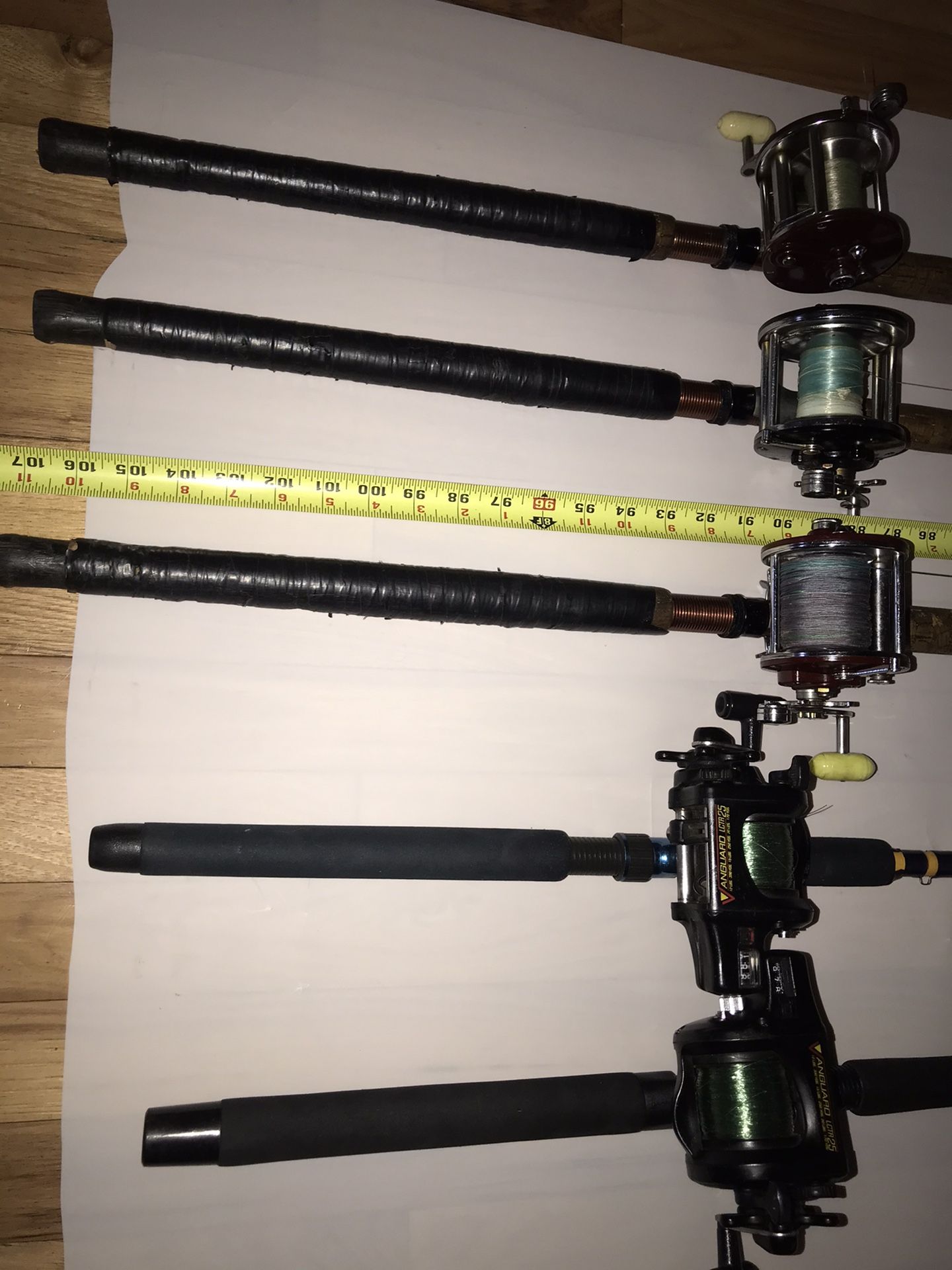 Trolling, downriggers,salmon,trout,walleye fishing rods with reels for