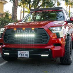 TRD Pro grille For Toyota Sequoia With Raptor Lights And Light Bar.  2023 And Up