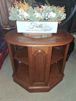 SOLID  Wood shelved octagonal occasional/end table
