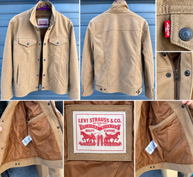 Levi’s Men’s Tan Suede-Look Jacket – Size Medium – Excellent Condition