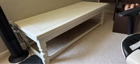 White Painted Wood Bench Coffee Table