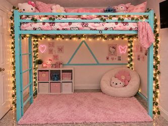 Teal Metal Loft Bed Frame