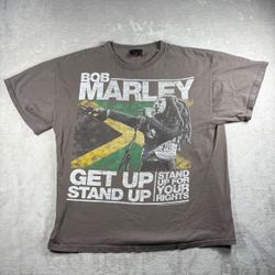 Vintage Bob Marley "Get Up Stand Up"Men’s XL 1X Brown T-Shirt Zion Rootswear#10A