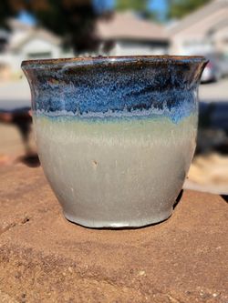 9" Glazed Blue Ombré Planter Pot
