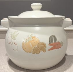 Vintage Ceramic Vegetable Soup Tureen with Lid