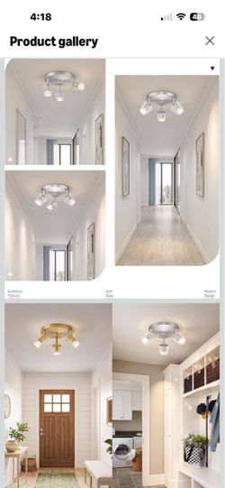Brand new multi-directional round ceiling track light, brushed nickel, crystal glass shades