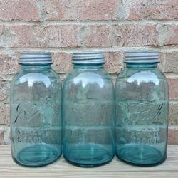 Vintage Perfect Mason Ball Blue Half Gallon Jars/Lids