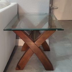 Glass And Wood End Table 