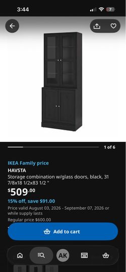 IKEA HAVSTA Storage Cabinet with Glass Doors – Black