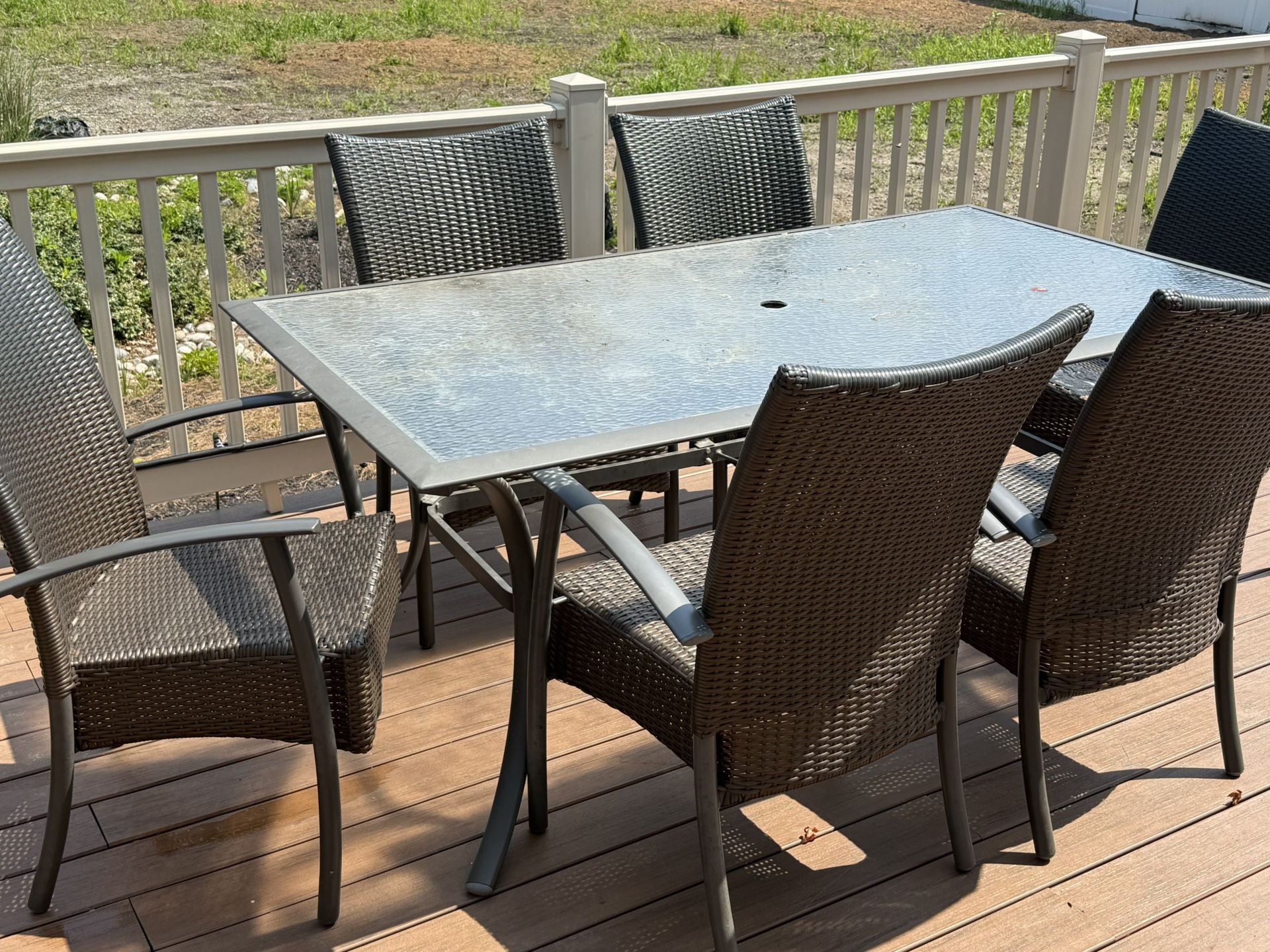 Outdoor Patio Dining Set - Table & 6 Chairs (Good Condition)