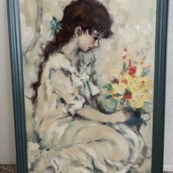 Körös Painting of Woman with Flowers